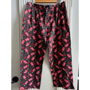 Sriracha Hot Sauce Bottle Pajama Pants Men's XL Black Red Green Sleep Lounge EUC